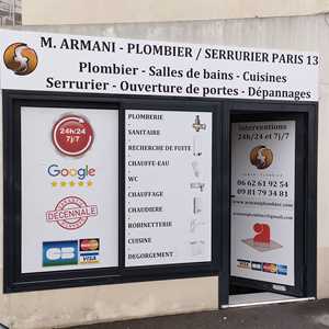 M ARMANI PLOMBIER SERRURIER PARIS 13, un plombier à Paris 3ème