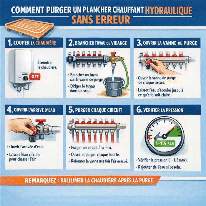 Comment purger un plancher chauffant hydraulique sans erreur ?